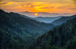 Scenic sunset at Great Smoky Mountains National Park